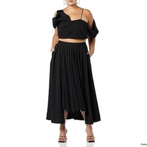 MAKING THE CUT Women's Drapy Hi-lo Maxi Black Skirt Only Size 3X